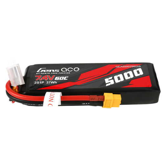 Gens Ace 5000mAh 7.4V 60C 2S1P Short-Size Lipo Battery Pack With XT60 Plug