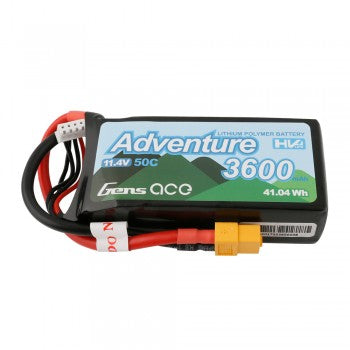 Gens Ace 3600mAh 3S1P 11.4V 50C Lipo Battery with XT60 Plug