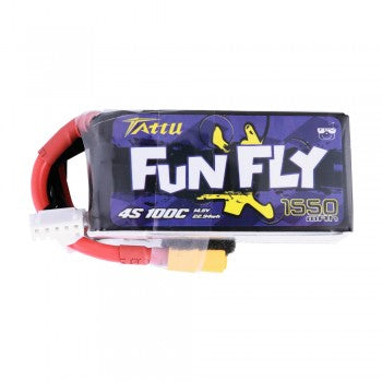 Tattu FunFly 1550mAh 100C 14.8V 4S1P lipo battery pack with XT60 Plug