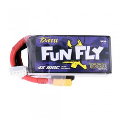 Tattu FunFly 1550mAh 100C 14.8V 4S1P lipo battery pack with XT60 Plug