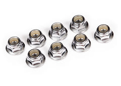 Traxxas Nuts, 4mm flanged nylon locking (steel, serrated) (8) (3647) TRAXXAS