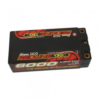 Gens Ace Redline Series 6000mAh 7.6V 130C 2S2P HardCase HV Shorty Lipo Battery