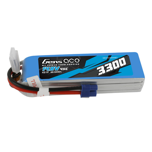 Gens Ace 3300mAh 45C 4S1P 14.8V Lipo Battery Pack with EC3