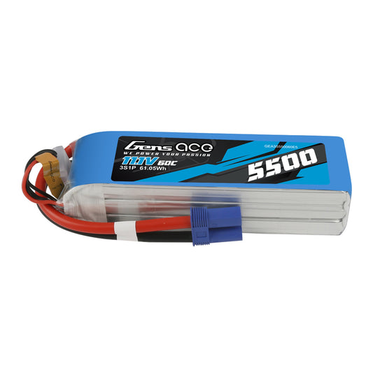 Gens Ace: 5500mAh 11.1V 3S1P 60C Lipo Battery Pack With EC5 Plug (GEA3S550060E5)