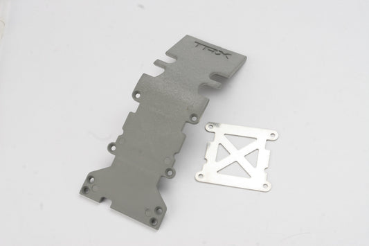 Traxxas Skidplate, rear plastic (grey)/ stainless steel plate (4398A)