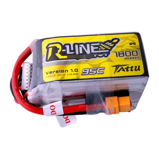 Tattu R-Line 22.2V 1800mah 6S 95C FPV Lipo Battery with XT60 Plug