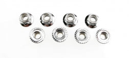 Traxxas Nuts, 5mm Flanged Nylon Locking (steel, serrated) (8) (5147X)