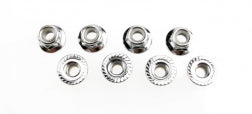 Traxxas Nuts, 5mm Flanged Nylon Locking (steel, serrated) (8) (5147X) TRAXXAS
