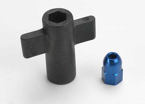 Traxxas Antenna Crimp Nut, aluminum (blue-anodized)/ Antenna Nut Tools (5526)