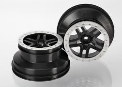 Traxxas Wheels, SCT Split-Spoke, Black, Satin Chrome Beadlock Style, Dual Profile (5886)
