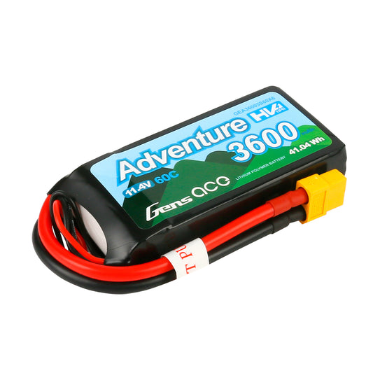 Gens Ace Adventure High Voltage 3600mAh 3S1P 11.4V 60C Lipo Battery with 1To3 Plug