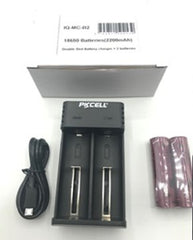 Iron Quad Double Slot Battery Charger + 2 Batteries 18650