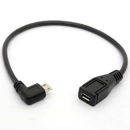 Right Angled Micro USB 5 Pin Male to Female 25cm