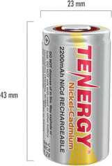 Tenergy SubC 2200mAh NiCd Flat Top Rechargeable Battery (No Tabs)