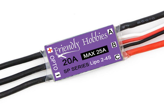 Friendly Hobbies 4 x 20 AMP Micro ESC with 3 - 2mm Female and 2 - 2mm Male