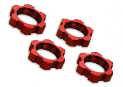 Traxxas Wheel Nuts, Splined, 17mm, Serrated (red-anodized) (4) (7758R)