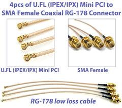 Mini PCI to SMA Female Pigtail Antenna RG-178 Low Loss Cable (7 inches (17.8 cm)