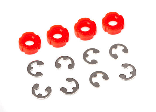 Traxxas Piston, Damper (red) (4)/ e-clips (8) (TRX-4 & TRX-6) (8261) TRAXXAS