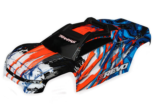 Traxxas Body, E-Revo®, Orange/ Window, Grille, Lights Decal Sheet (8611A) TRAXXAS