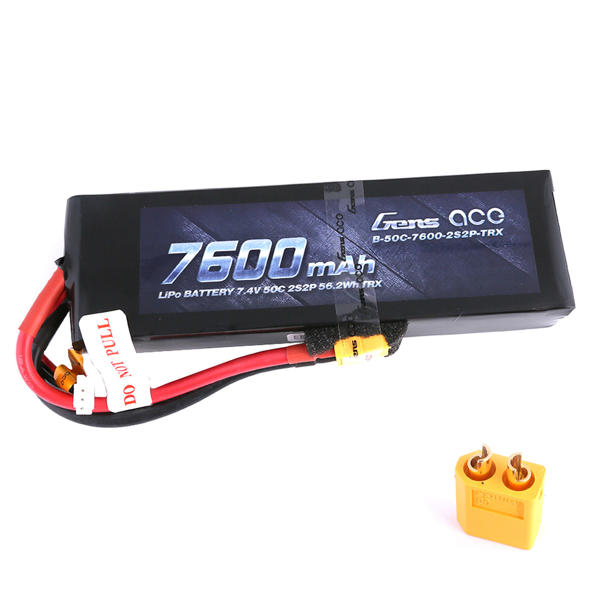Gens Ace 7600mAh 7.4V 50C 2S2P Lipo Battery Pack with XT60 Plug (GEA76002S50X6)
