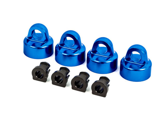 Traxxas Shock caps, aluminum (blue-anodized), GT-Maxx® shocks (4)/ spacers (4) (for Sledge™) (9664X)