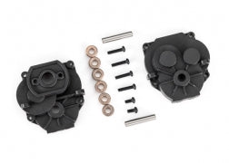 Traxxas Gearbox housing (front & rear)/ 2x4mm BCS (with threadlock) (2)/ 2x8mm BCS (4)/ 3x16mm pins (2) (9747)