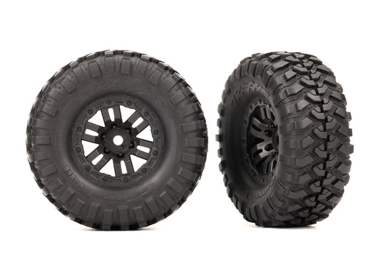Traxxas Tires & wheels, assembled (black 1.0" wheels, Canyon Trail 2.2x1.0" tires) (2) (9773)