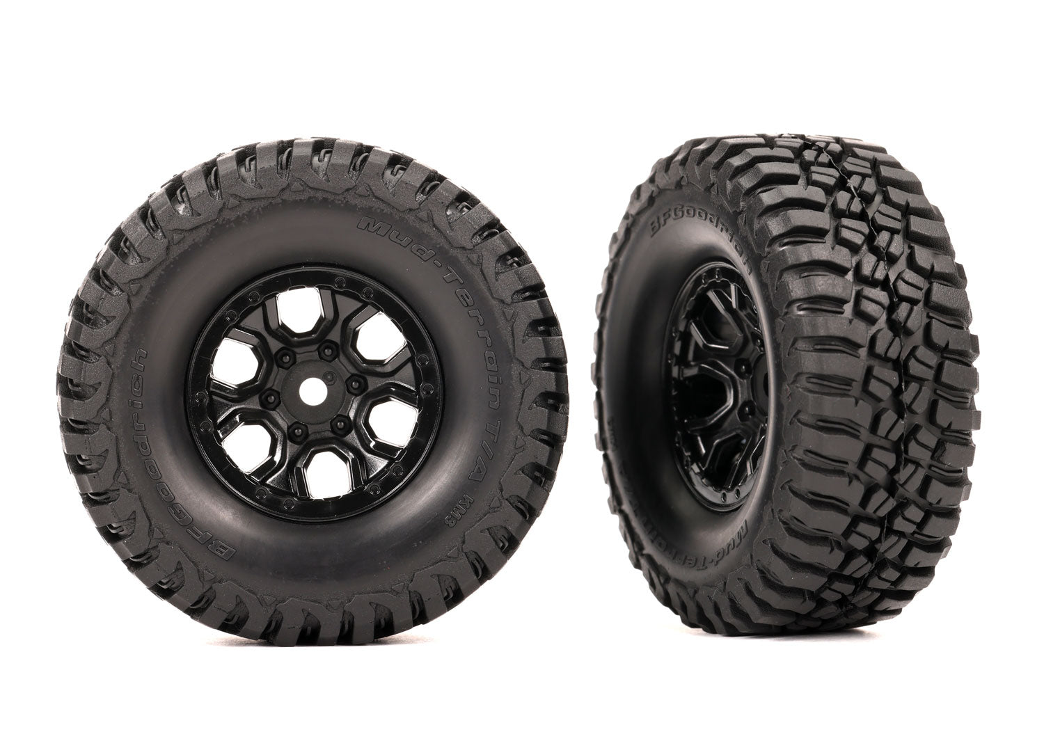 Traxxas Tires & wheels, assembled (black 1.0" wheels, BFGoodrich® Mud-Terrain™ T/A® KM3 2.2x1.0" tires) (2) (9774) TRAXXAS