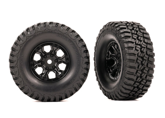 Traxxas Tires & wheels, assembled (black 1.0" wheels, BFGoodrich® Mud-Terrain™ T/A® KM3 2.2x1.0" tires) (2) (9774)