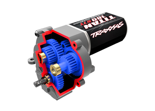 Traxxas: Transmission, complete (speed gearing) (9.7:1 reduction ratio) (includes Titan® 87T motor) (9791X)