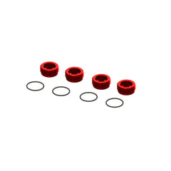 Arrma Aluminum Front Hub Nut Red (4) with O-Rings (ARA320467)