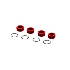 ARRMA Aluminum Front Hub Nut Red (4) with O-Rings (ARA320467)