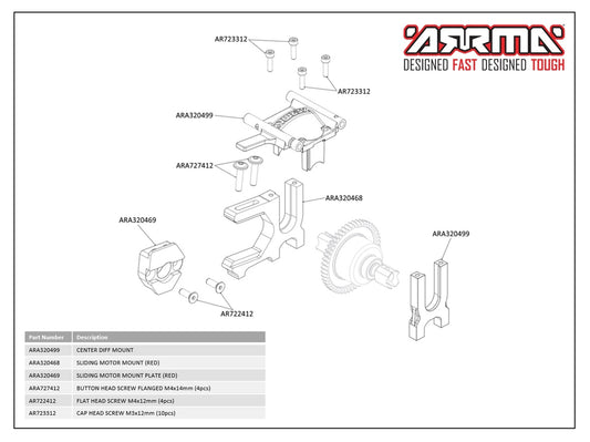 Arrma Center Diff Mount (ARA320499)