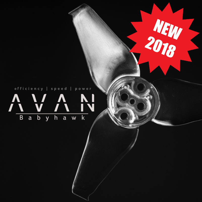 Avan Babyhawk 2.3 inch propeller. 2.3x2.7x3 2 CW + 2 CCW pack BLUE