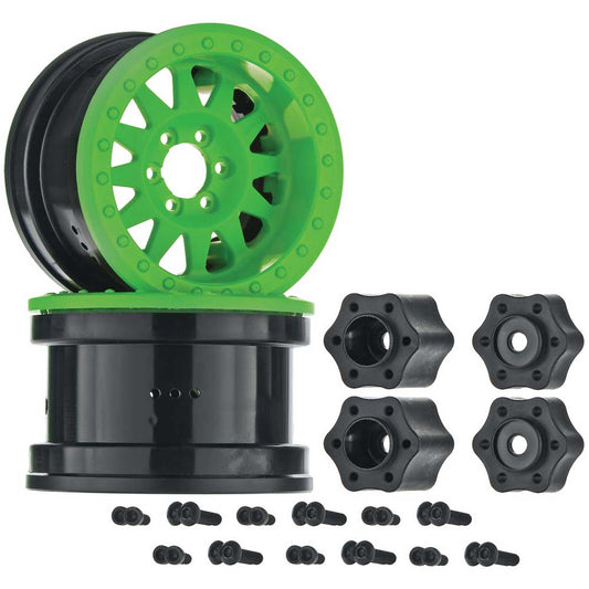 Axial (AX31363 ) 1/10 Method IFD 2.2 Beadlock Wheels, 12mm Hex, Green (2) (AXIC8077)