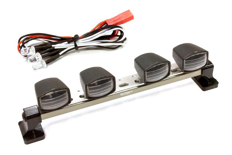 Integy Realistic Roof Top Spot LED (4) Light Set 124mm Wide for 1/10 Off-Road Vehicles (C25496GUN)
