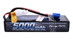 Gens Ace 5000mAh 7.4V 50C 2S1P Hard Case Lipo Battery Pack 24# with EC3