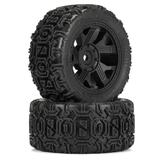 Duratrax 1/6 Warthog F/R 5.7" Monster Truck Tires MTD 24mm Black Ripper (2) (DTX564110)