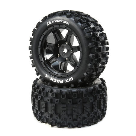 Duratrax Six Pack X Belted Mounted Black 24mm (2) (DTXC5502)