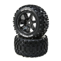 Duratrax Six Pack X Belted Mounted Black 24mm (2) (DTXC5502)