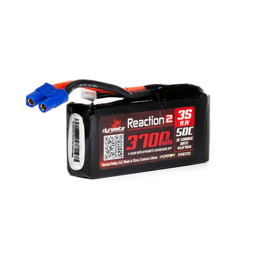 Dynamite 11.1V 3700mAh 3S 50C Reaction 2 LiPo Battery: EC3 (DYNB37353)