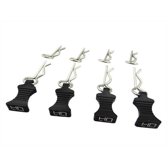 Hot Racing 1/10 Black Aluminum EZ Pulls (4) Body Clips (8) HRAAC03EZ01 Hot Racing