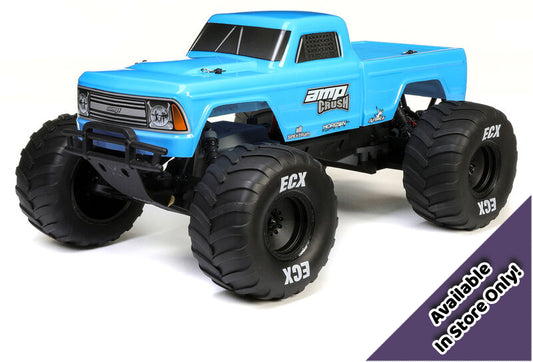 ECX 1/10 Amp Crush 2WD Monster Truck Brushed RTR, Blue (Available in-store only) (ECX03048)