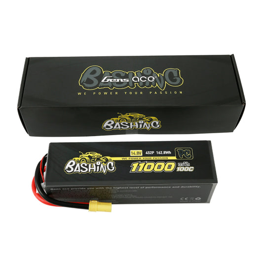 Gens Ace Bashing Pro 14.8V 100C 4S2P 11000mah Lipo Battery Pack With EC5 Plug