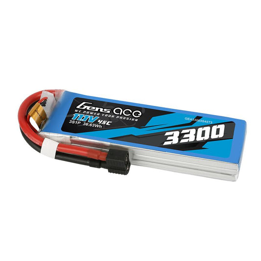 Gens Ace 14.8V 3300mAh 45C 4S LiPo Battery: EC3, Deans
