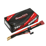 Gens ace 5000mAh 7.4V 2S2P 60C HardCase Lipo Battery Shorty Pack 29# with 4.0mm bullet to Deans plug