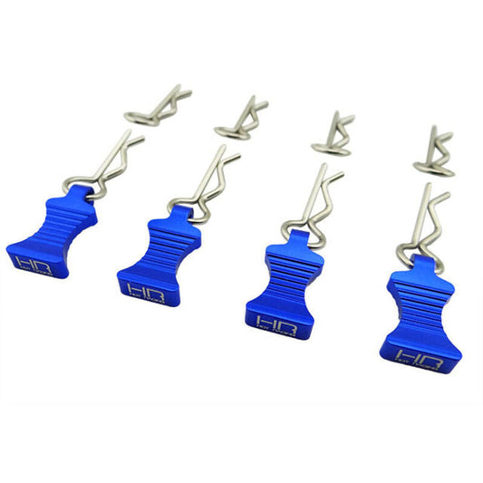 Hot Racing 1/10 Blue Aluminum EZ Pulls (4) Body Clips (8) (HRAAC03EZ06) Hot Racing