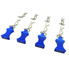 Hot Racing 1/10 Blue Aluminum EZ Pulls (4) Body Clips (8) (HRAAC03EZ06)