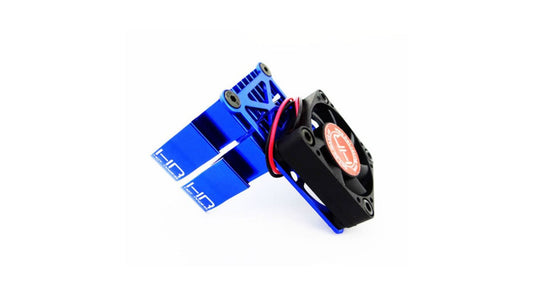 Hot Racing Clip-On Two-Piece Motor Heat Sink with Fan, (Blue) (HRAMH550TE06)