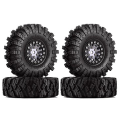 INJORA 1.0" 62*20.5mm Wheel Rims Mud Terrain Tires Set for 1/24 RC Crawlers (4) (W1049-T1007) INJORA